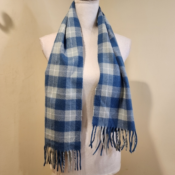 CHRISTIAN DIOR Blue and White Plaid Scarf - Picture 1 of 7